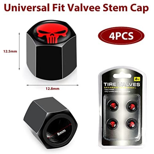 Zibuyu 4Pcs Car Tyre Valve Caps, Carbon Alloy Stem Covers Tire Valve Caps For Car, Corrision Resistant Car Wheel Air Valve Cap For Cars Trucks Bicycles Motorcycles (Universal 8Mm Inner Dia.)