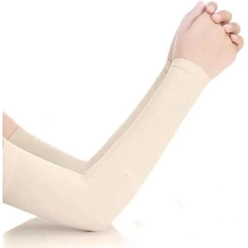 Tradehub Upf 50 Sun Protection Arm Sleeves, Sports Arm Cover For Men & Women, Biking, Cricket, Cycling, Golf, Pack Of 2 (Skin)