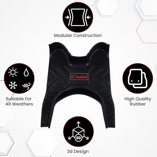 Grandbiker Chetak Removable & Washable Foot Mat - Heavy Duty Floor Board Mat Compatible With Chetak Ev - Premium Comfort And Durability - Black