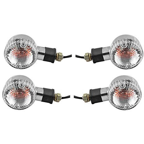 A2D Orginal Style Oem Bike Turn Inidicators Clear Glass Amber Orange Lights Set Of 4 For Bajaj Boxer At, Led