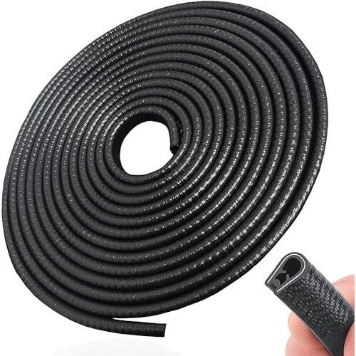 Jvcv U Shape Edge Trim Rubber Strip Seal Protector Anti-Scratch Anti-Collision Heavy Duty Door Edge Guard Protector For Cars Door Guards For Most Cars - 5 Mtrs (Black)