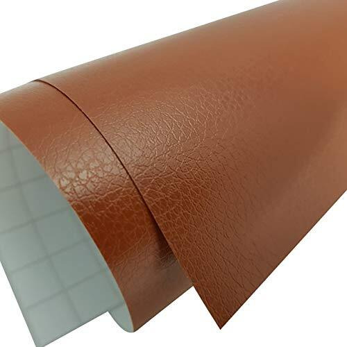 Cvanu Car Interior Leather Textured Vinyl Wrap Sticker Decal Film Self Adhesive, Brown Cv-64 12''X36''Inch
