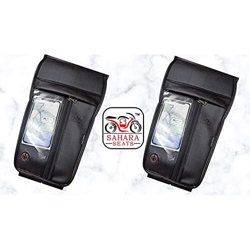 Sahara Seats Tank Cover With Mobile Holder (Thick Flap - Large Space) For Cb Unicorn All Models 150/160 (Black), Pack Of 1 | Faux Leather