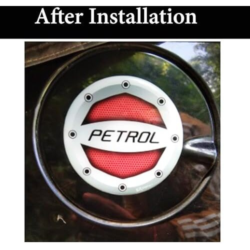 Ramanta Car Petrol Sticker Red Reflective Rubber Petrol Sticker Waterproof Compatible With Car Fuel Tank (Sticker Size 10 X 10 Cm, Red 1 Pc)