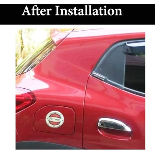 Ramanta Car Petrol Sticker Red Reflective Rubber Petrol Sticker Waterproof Compatible With Car Fuel Tank (Sticker Size 10 X 10 Cm, Red 1 Pc)