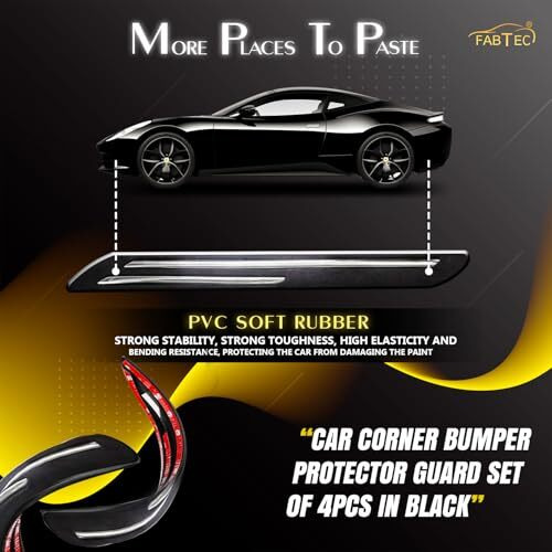 Fabtec Bumper Protector Guard For Maruti Alto 800 (Set Of 4) Black (Double Chrome Strip)