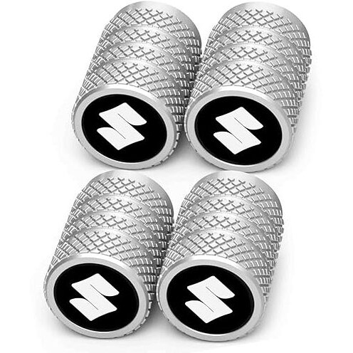 Greenworld Premium Silver Metal Car Tyre Valve Cap Air Cap Car Tyre Valve Stem Cap Air Covers With Logo (Suz-Uki)