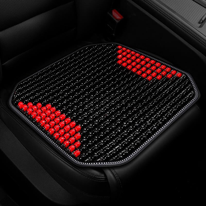 Jvcv Premium Wooden Beads Seat Cover Universal Cushion For All Cars Suv Sedan Truck Home Office Chair's Anti Slip Car Accessories (Style A, Black)