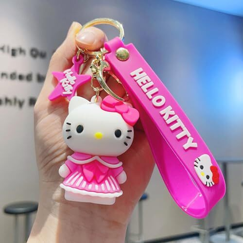 Flenzy Silicon Hello Kitty Pendant Keychain With Strip, Pack Of 1, Light Pink