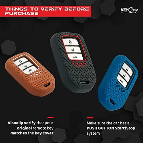 Keycare Silicone Key Cover Compatible For Honda City, Civic, Amaze, Elevate, Wr-V, Accord, Br-V, Cr-V, Mobilio, Jazz, Brio Smart Key (Black)