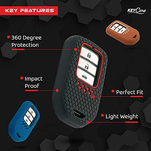 Keycare Silicone Key Cover Compatible For Honda City, Civic, Amaze, Elevate, Wr-V, Accord, Br-V, Cr-V, Mobilio, Jazz, Brio Smart Key (Black)