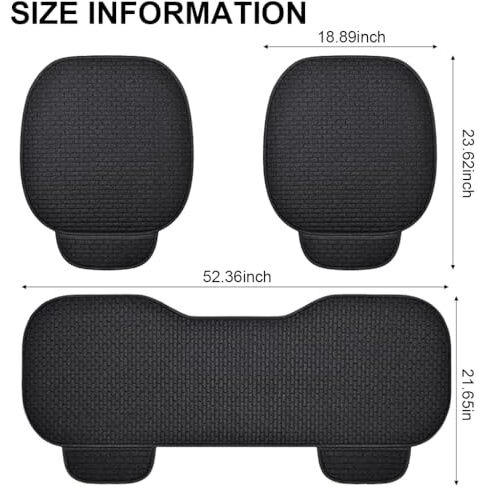 Sthira 3Pcs Breathable Car Seat Covers Full Set Front & Rear Seat Covers With Anti-Slip Silicone Backing,Storage Pouches,Durable Car Cushions Stylish Universal Cover For