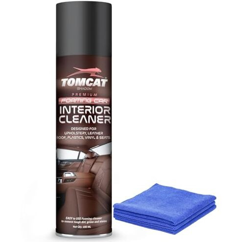Tom Cat Foaming Car Interior Spray | Car Foam Cleaner Spray For Upholstery,Plastic, Leather Roof, Vinyl & Seats | Auto Care Accessories |Car Leather Seat Cleaner 600Ml (Pack Of 1) - Formulation 110X