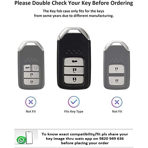 Jvcv Car Styling Soft Handmade Leather Key Cover Compatible With Honda 3 Button Smart Key With Keychain (Brown)