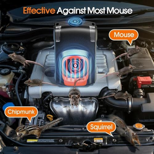 Ultrasound Mouse Rat Repellent, Upgraded Rodent Repellent For Car Engines, Ultrasonic 4 Strobe Lights Repeller Under Hood, Keep Rodents Out Of Cars,Garage,Barn,Kitchen, Indoor &Outdoor