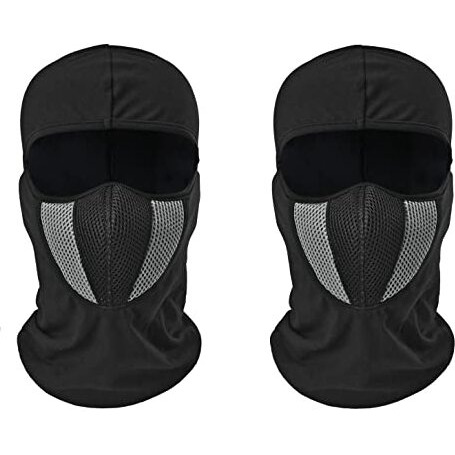 Primebox Full Cover Face Mask Cotton Fabric Bike Riding Washable Dust Protection Balaclava For Men Women Neck Gaiter Helmet Liner Pack Of 2 Rider Accessories Black Grey