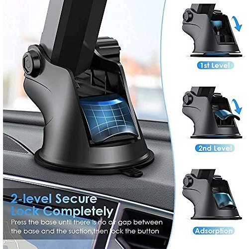 Humble Universal Silicone Sucker Long Neck Car Mobile Phone Holder Mount Stand Ultimate Reusable Suction Cup With 360 Degree Rotation For Car Windshield Dashboard - (Black)