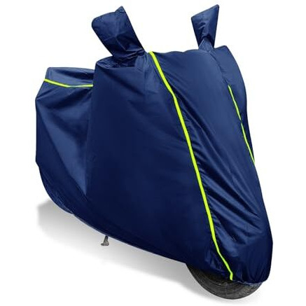 Euro Care 100% Waterproof Bike Cover Compatible With Re Super Meteor 650, Coated, Mirror Pocket, Belt Buckle Super Meteor 650 Bike Cover - Blue