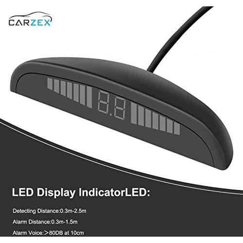 Carzex Car Reverse Parking Sensor With Led Display, Buzzer And Ultrasonic Reverse Auto Parking Assist System (Set Of 4 Pcs) (White)