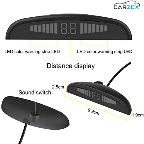 Carzex Car Reverse Parking Sensor With Led Display, Buzzer And Ultrasonic Reverse Auto Parking Assist System (Set Of 4 Pcs) (White)