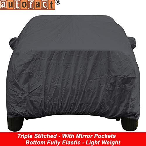 Autofact Car Body Cover With Mirror Pockets Compatible For Tata Nano (Triple Stitched, Bottom Fully Elastic, Dark Grey)