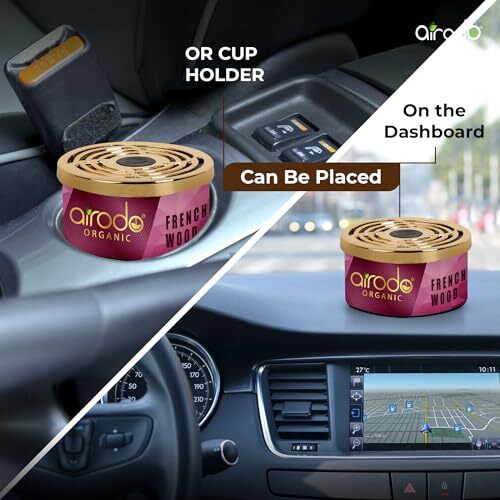 Airodo One French Wood Organic Car Perfume, Strong Fiber Air Freshener To Freshen'Up Your Car - Car Accessories Interior Car Perfumes And Fresheners (50G With 2 Refill)