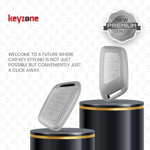 Keyzone Silverstar Tpu Key Cover & Keychain For Mg Hector, Windsor Ev Smart Key (Silver)