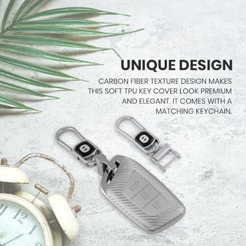 Keyzone Silverstar Tpu Key Cover & Keychain For Mg Hector, Windsor Ev Smart Key (Silver)