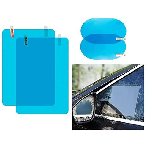 Hsr Anti Fog Film Car Rear View Mirror Rain-Proof Anti Water Mist, Hd Nano Film Anti-Glare,Anti-Scratch,Rainproof (2 Pcs Oval + 2 Pcs Square)