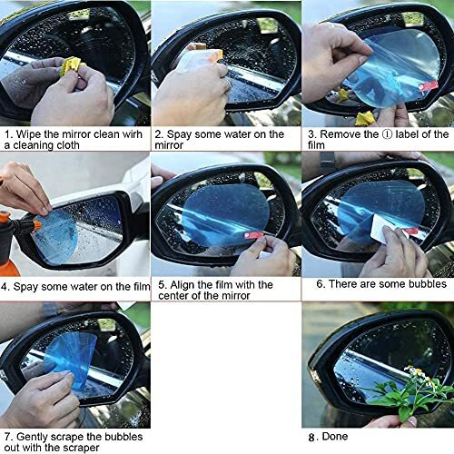 Hsr Anti Fog Film Car Rear View Mirror Rain-Proof Anti Water Mist, Hd Nano Film Anti-Glare,Anti-Scratch,Rainproof (2 Pcs Oval + 2 Pcs Square)