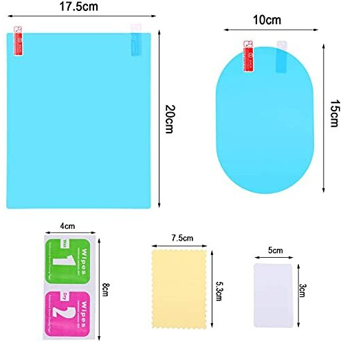 Hsr Anti Fog Film Car Rear View Mirror Rain-Proof Anti Water Mist, Hd Nano Film Anti-Glare,Anti-Scratch,Rainproof (2 Pcs Oval + 2 Pcs Square)