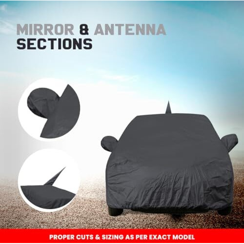 Nexon Dustproof Car Cover With Mirror & Antenna Pockets, Grey Color, Taffeta Polyster,Triple Stitched, Compatible With Tata Nexon Car Cover (2017 To 2024), Nexon Car Accessories