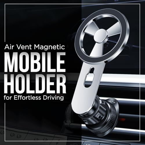 Zarkart Magnetic Car Ac Vent Mobile Phone Holder-360 Rotation |2 Strong Magnetic Rings Extra |Compatible With Iphones & Android Smartphones (Grey)