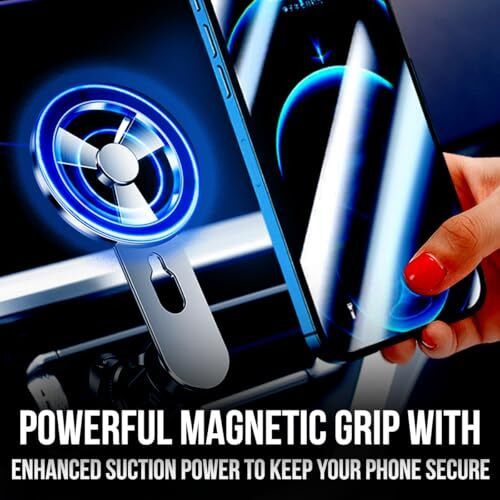 Zarkart Magnetic Car Ac Vent Mobile Phone Holder-360 Rotation |2 Strong Magnetic Rings Extra |Compatible With Iphones & Android Smartphones (Grey)