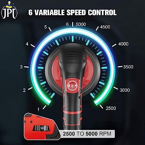 Jpt Heavy Duty Cordless 12V Car Polishing Machine | 6" Pad | 5000 Rpm | 6 Variable Speed | 3 Pads | 2X Battery | Fast Charger