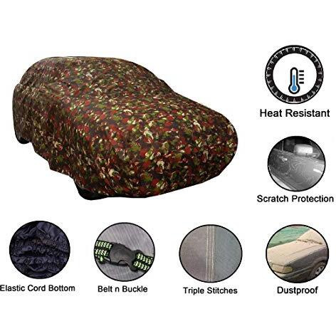 Auto Hub Car Cover Compatible With Renault Kwid With Triple Stitched, Elastic Bottom, Kwid Car Cover (Jungle Matty)
