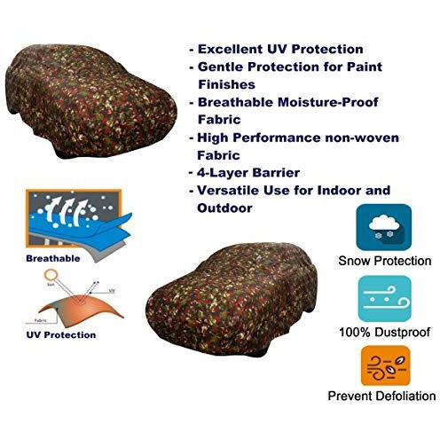 Auto Hub Car Cover Compatible With Renault Kwid With Triple Stitched, Elastic Bottom, Kwid Car Cover (Jungle Matty)