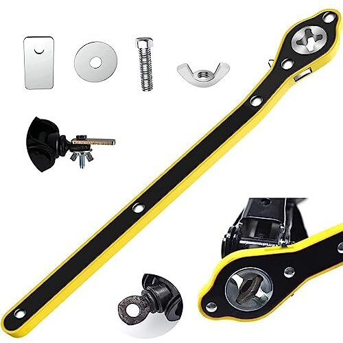 Sthira Car Labor Saving Jack Wrench For Scissor Jack Long Handle - High Torque Labor-Saving Ratchet Wrench With 360 Swivel Head, Positive And Reversal Knob Design Compatible With Cars, Suvs, Vans