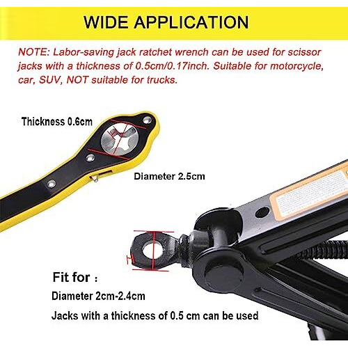 Sthira Car Labor Saving Jack Wrench For Scissor Jack Long Handle - High Torque Labor-Saving Ratchet Wrench With 360 Swivel Head, Positive And Reversal Knob Design Compatible With Cars, Suvs, Vans