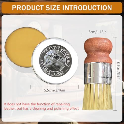 Hasthip 60G Leather Polish Paste With Brush - Furniture Salve For Leather Care, Furniture Leather Wax, Repair Balm For Furniture, Car Interiors, Jackets, Bags, Shoes