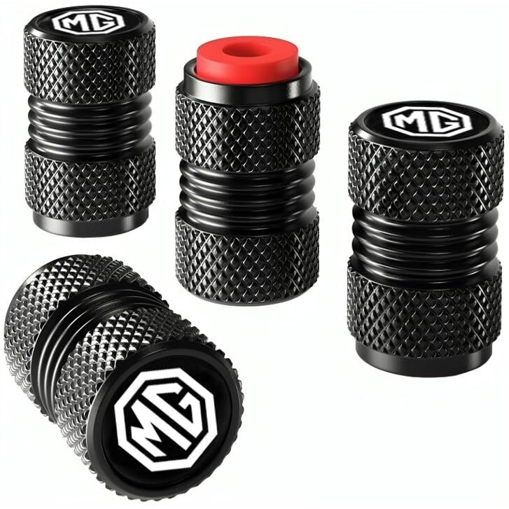 Greenworld Black Metal Car Tyre Valve Cap Stem Compatible With Hector Astor Gloster And All Model Car