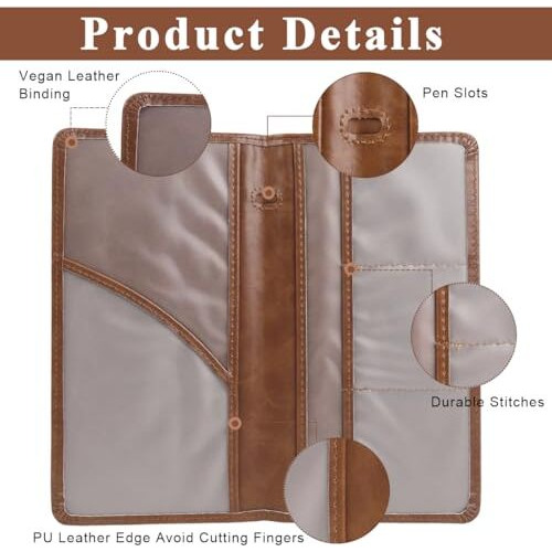 Sthira Car Document Holder Bifold Pu Leather Bag With 6 Transparent Pouches, Spacious Organizer For Registration, Insurance, License, Cards, Cash Sturdy & Durable File Holder For Vehicle Documents