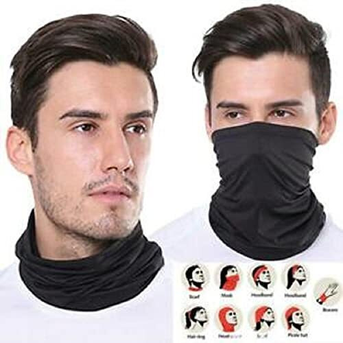 Primebox Male Cotton Face Mask Bandana For Men Women Breathable Comfort Neck Gaiter Warmer Anti-Dust Bike Rider Mask For Running (Cotton-Bandana-Black-1Pcs)