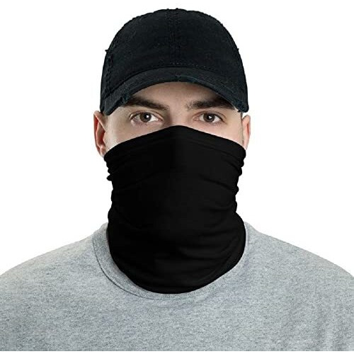 Primebox Male Cotton Face Mask Bandana For Men Women Breathable Comfort Neck Gaiter Warmer Anti-Dust Bike Rider Mask For Running (Cotton-Bandana-Black-1Pcs)