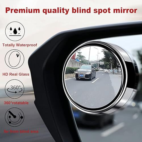 Dlest 360 Rotatable Field Of View, Convex Wide-Angle Car Blind Spot Mirror Hd Crystal Glass Waterproof Durable Traffic Safety, Suitable For All Types Of Cars & Truck