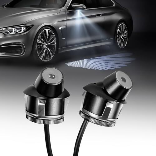 Carzex Car Led Angel Wings Style Light Waterproof, Universal Fit For Car, White Color Angel Wings Reflection (Set Of 2 Pcs)