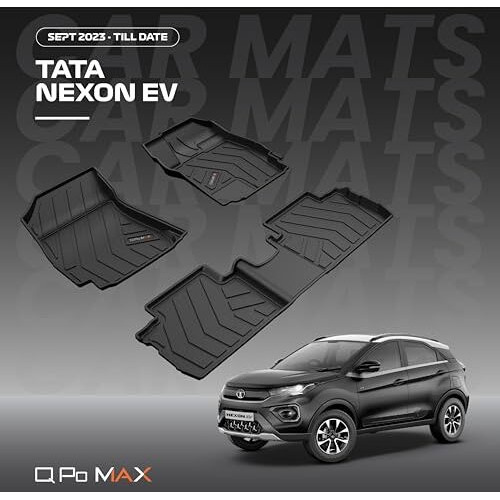 Q Po Max-Nexon-Ev Sept23 - Till Date | Tpe Car Floor Mat |Anti Slip All Weather Mats For Nexon Ev (Black)