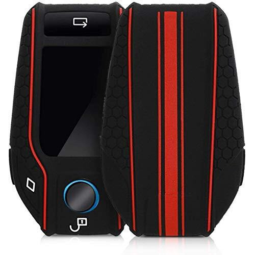 Jvcv Car Key Cover Compatible With Bmw X Series Key - Rally Stripe (Black Red)