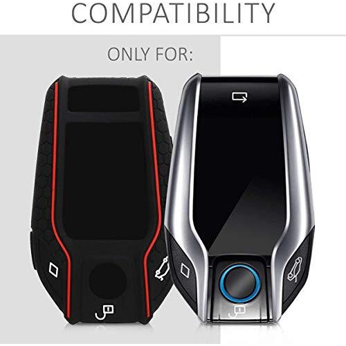 Jvcv Car Key Cover Compatible With Bmw X Series Key - Rally Stripe (Black Red)