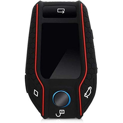 Jvcv Car Key Cover Compatible With Bmw X Series Key - Rally Stripe (Black Red)